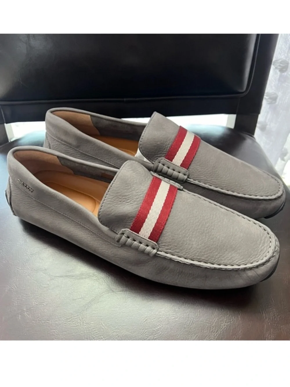 New! BALLY Logo Pearce Suede Leather Moccasin Driving Loafers